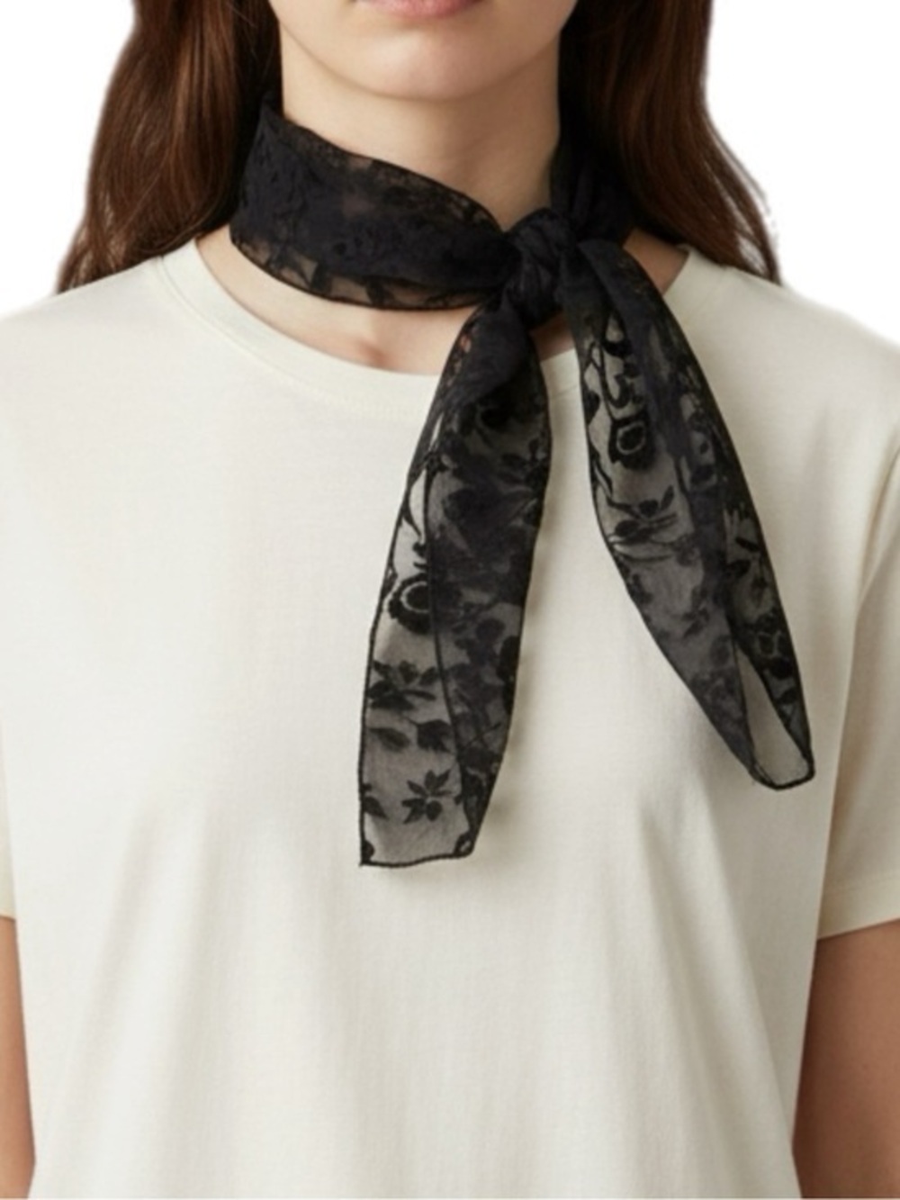Express | Black Burnout Floral Velvet Neck Scarf NWT Accessory VINTAGE
